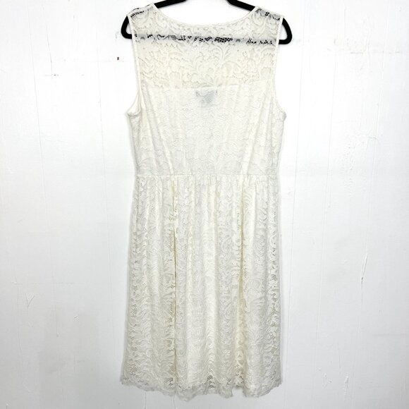 Candalite White Lace Fit & Flare Dress Sleeveless Illusion Upper Stretch XL - Picture 3 of 3